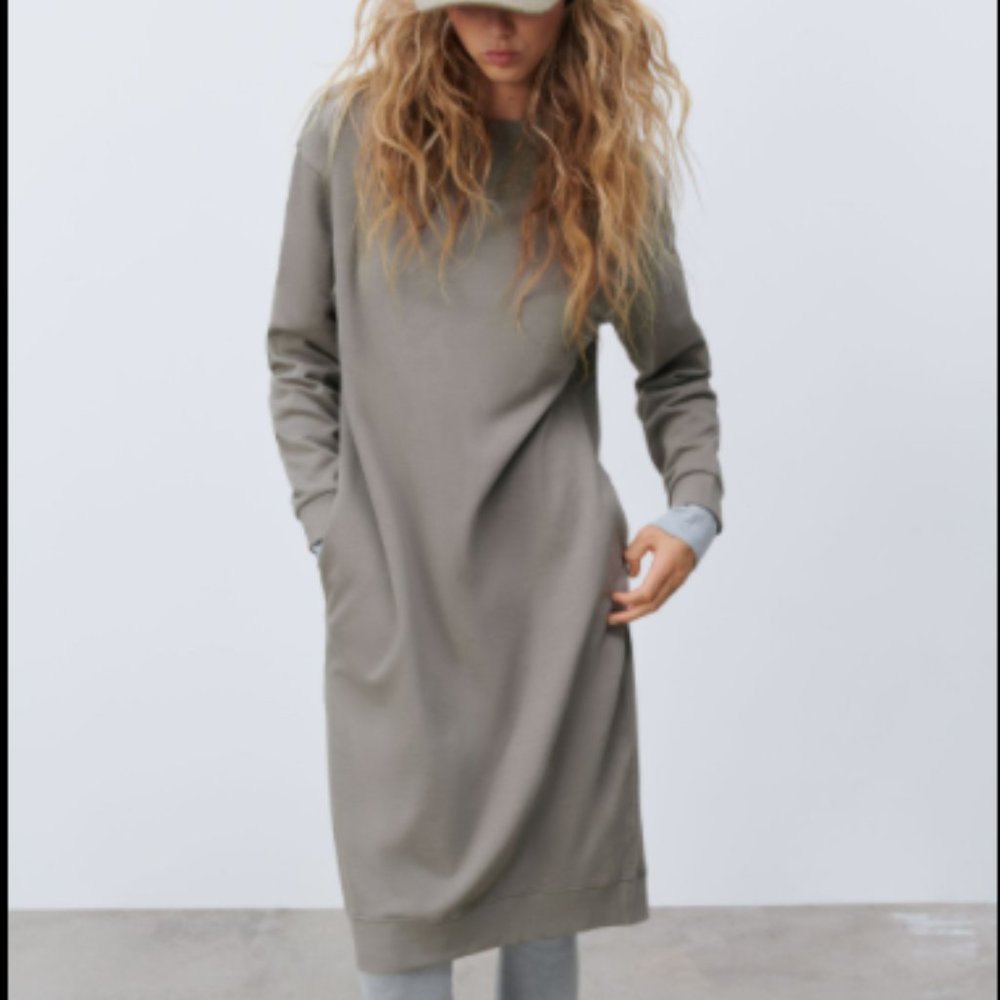 ZARA Sweater Jersey Dress - Grey